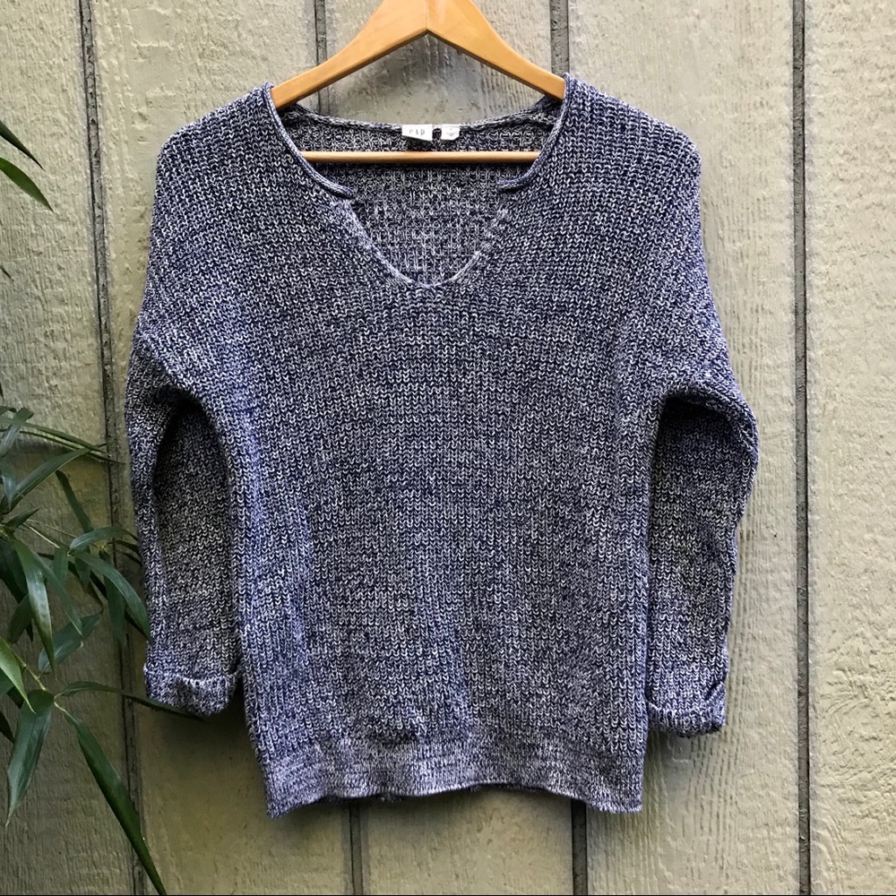 GAP oversized blue & white ribbed knit sweater